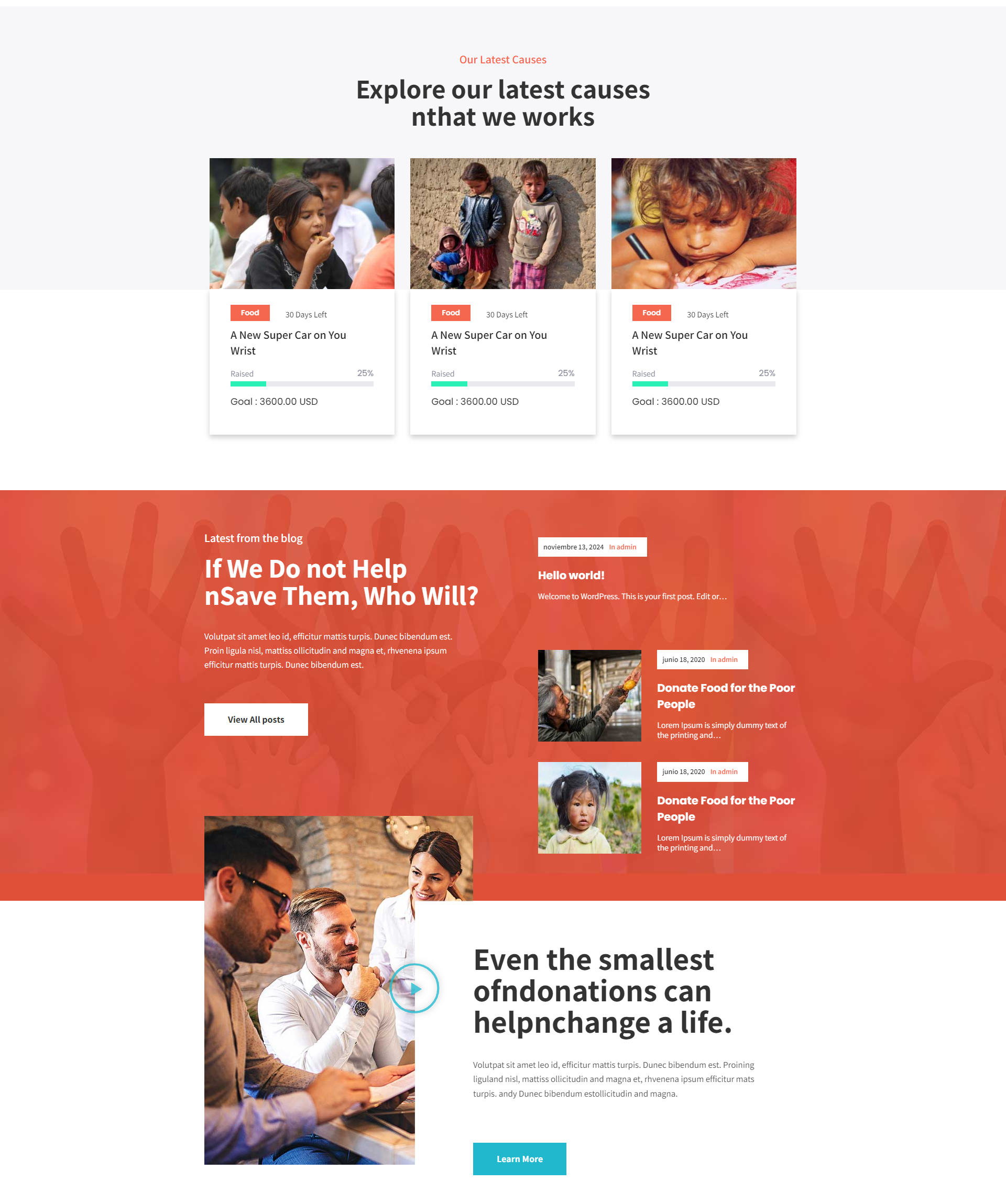 Donation Theme Design für Spendenprojekte