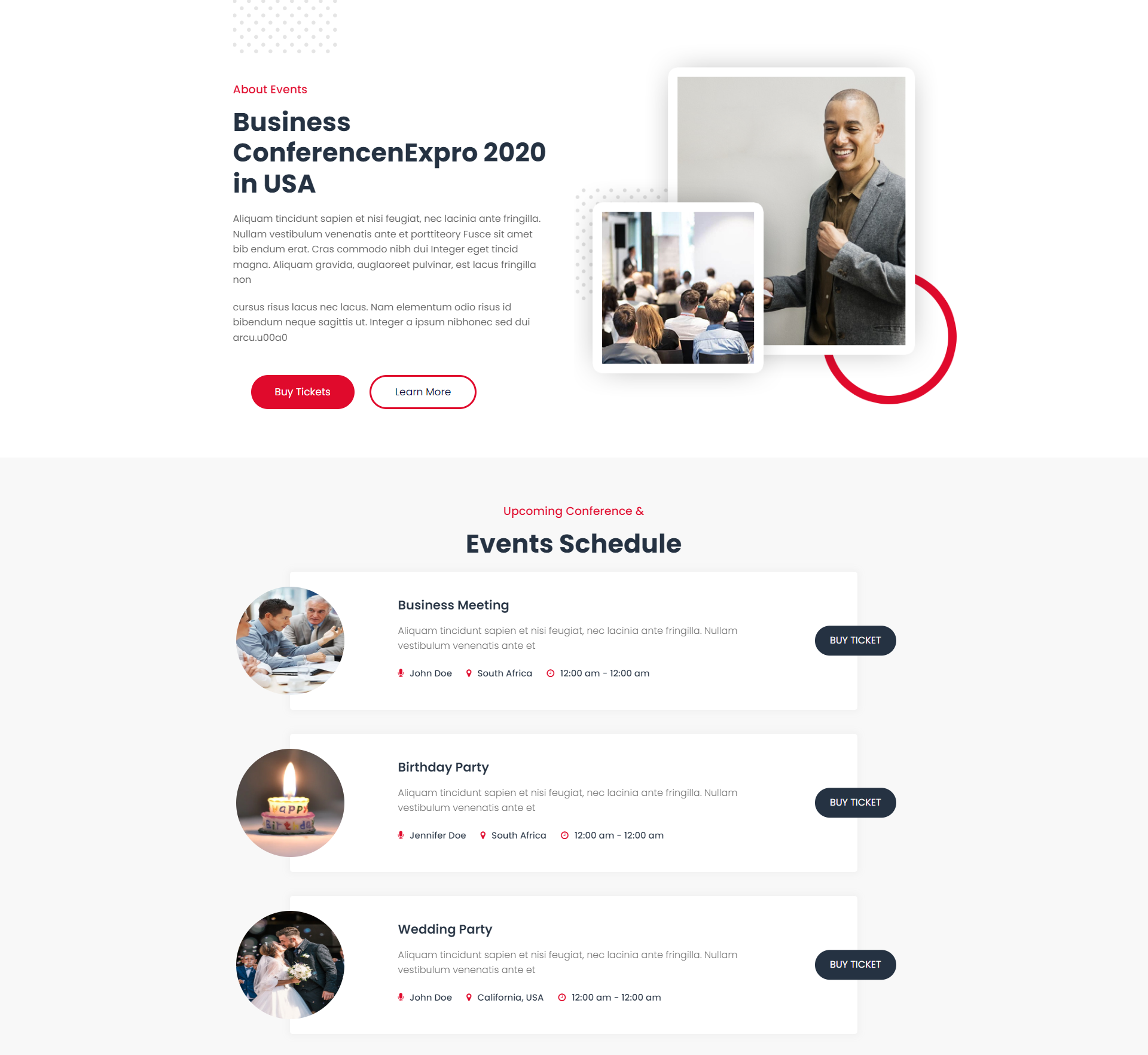 Events Theme Design für Veranstaltungen