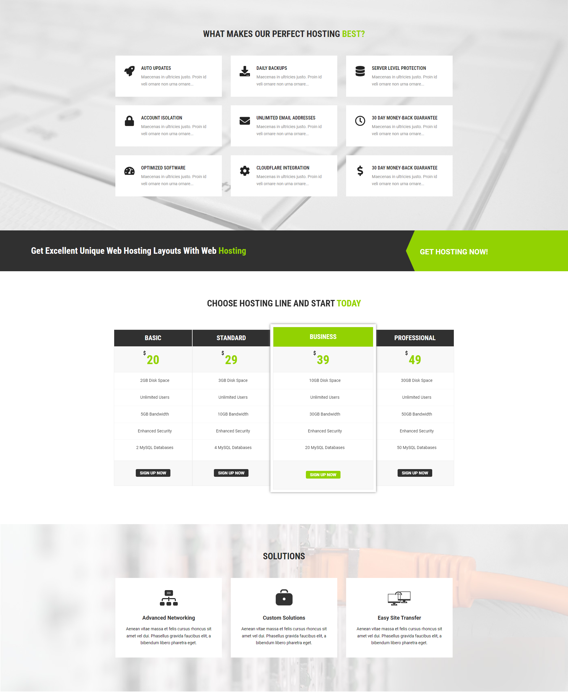 Web Hosting Theme Design